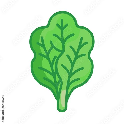 Stylized vector illustration of fresh green spinach leaves on a black background