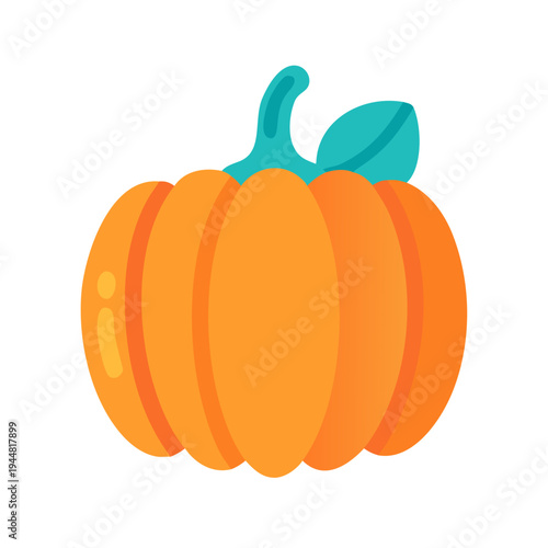 Konstfotografi Stylized pumpkin illustration on a black background with flat design and bright