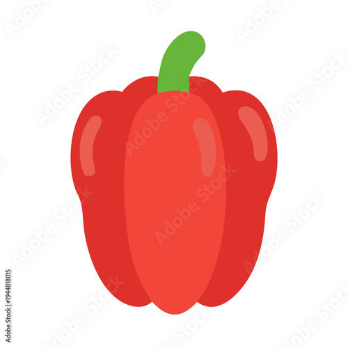 Vibrant red bell pepper flat vector illustration on contrasting black background