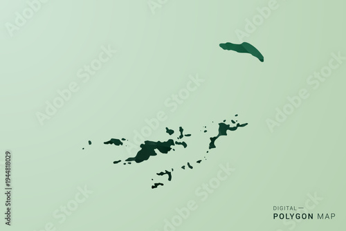 British Virgin Islands Map - Green Polygon Style Vector Illustration, Low Poly Geometric Design with Clean Silhouette on soft green Background.