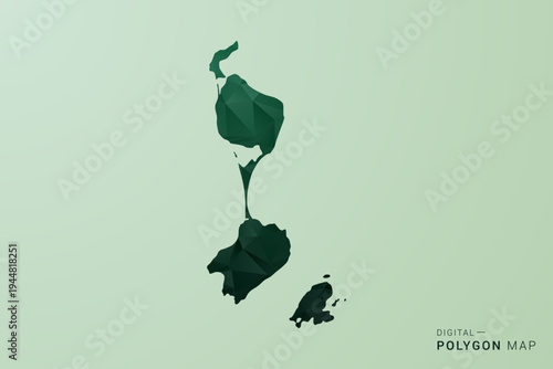 Saint Pierre and Miquelon Map - Green Polygon Style Vector Illustration, Low Poly Geometric Design with Clean Silhouette on soft green Background.