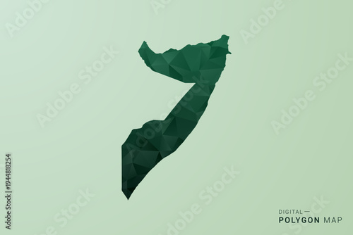 Somalia Map - Green Polygon Style Vector Illustration, Low Poly Geometric Design with Clean Silhouette on soft green Background.