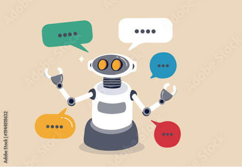 Chatbot online service to answer questions with machine learning or AI artificial intelligence, NLP neural language processing concept, smart robot talking with speech bubble, dialogue