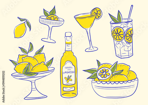 Lemon Drink Set Linework