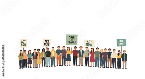 Diverse group of people holding protest signs standing together
