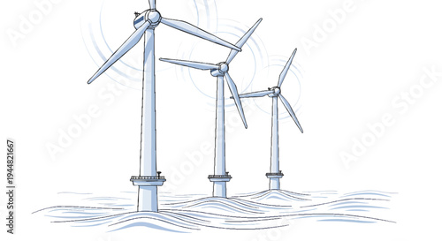 offshore wind turbines renewable energy illustration