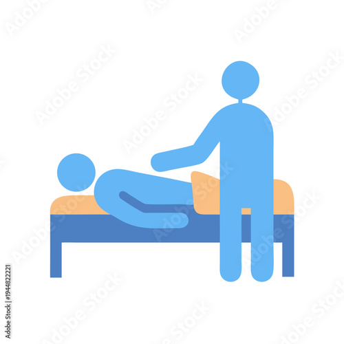 Stylized massage therapy illustration showcasing a patient and therapist interaction on black background