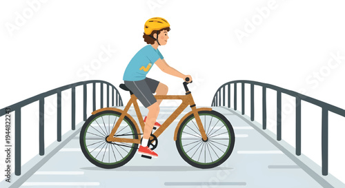 person riding bicycle on bridge, cyclist commute