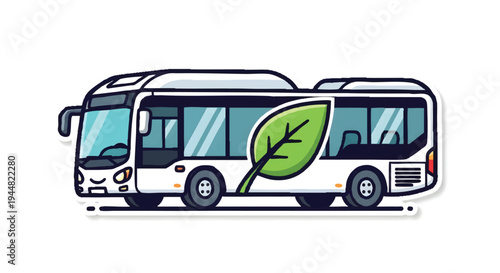 Eco friendly bus with green leaf on side