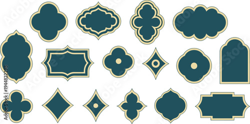 Collection of Decorative Geometric and Organic Shaped Frames badge arabesque