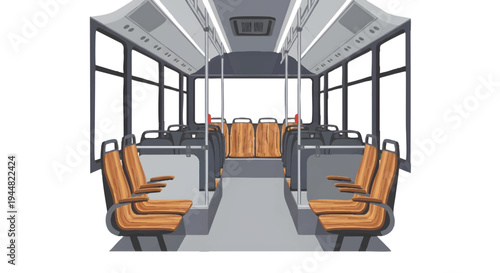 Interior of a public bus with orange seats