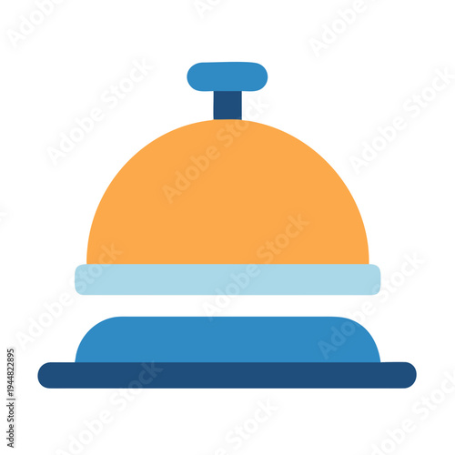 Stylized hotel reception service bell with minimalist design isolated on black background