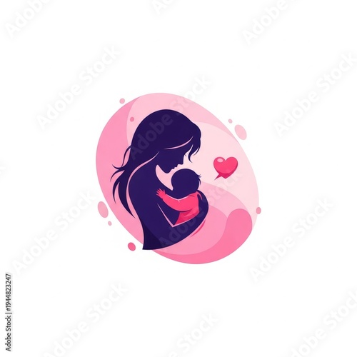 Mother and baby flat vector illustration isolated on white background. Modern minimal parenting concept perfect for childcare services, family blogs, baby products, healthcare, and parenting themes.