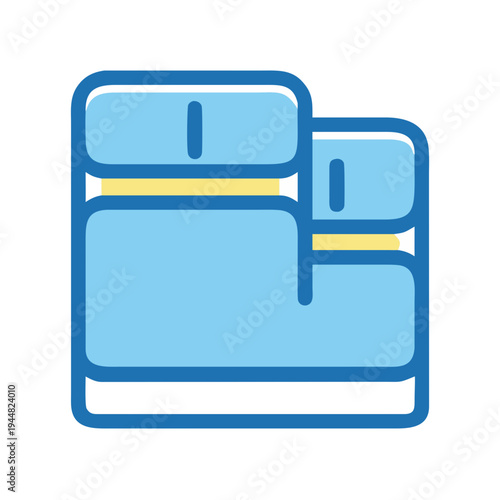Stylized icon of neatly folded towels in light blue and yellow tones