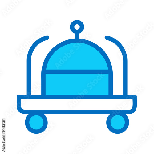 Clean hotel luggage cart icon isolated on black background for hospitality themes.