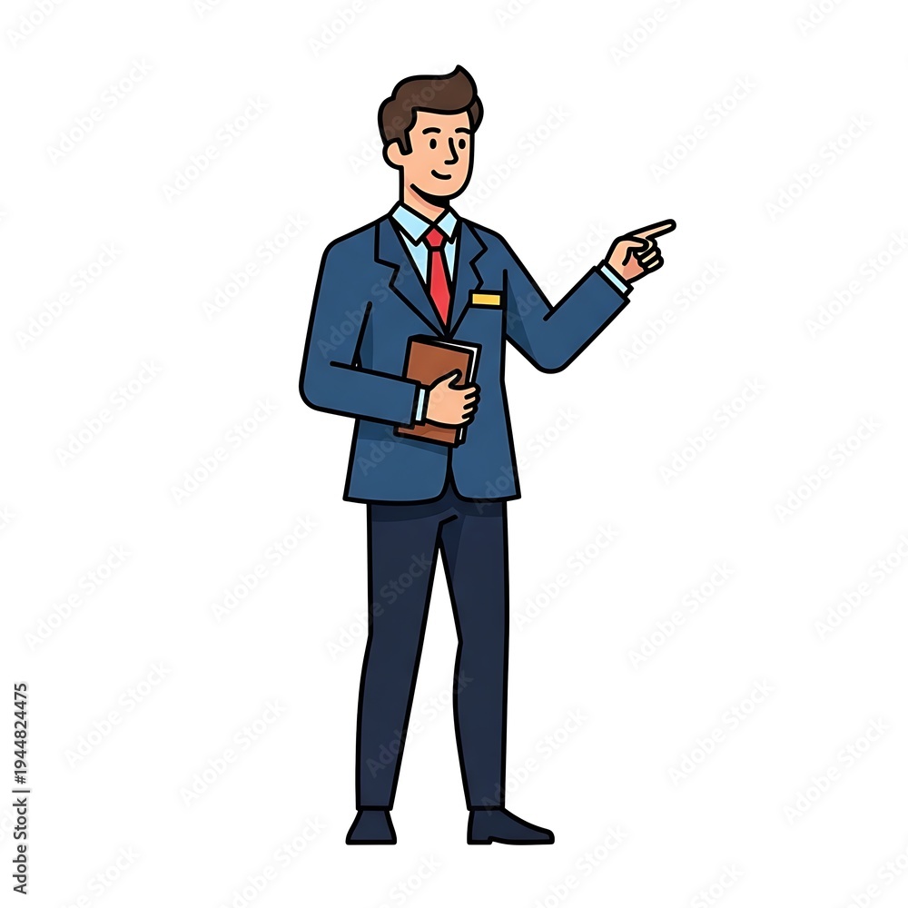 Obraz premium Businessman pointing and holding book.