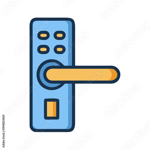 Modern smart door lock graphic illustration on a black background security concept