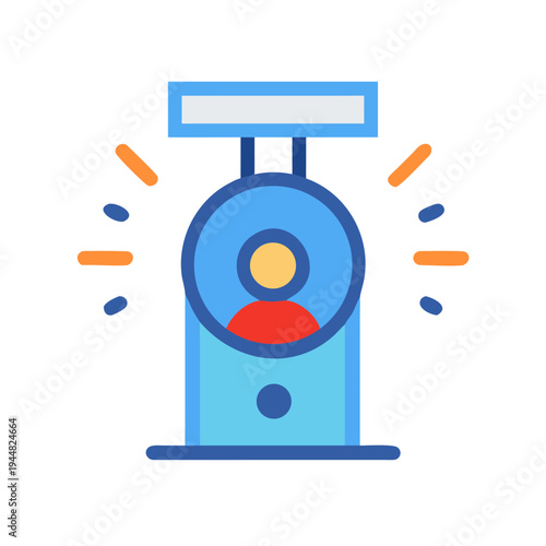 Flat style illustration of a video conferencing system with glowing connection lines