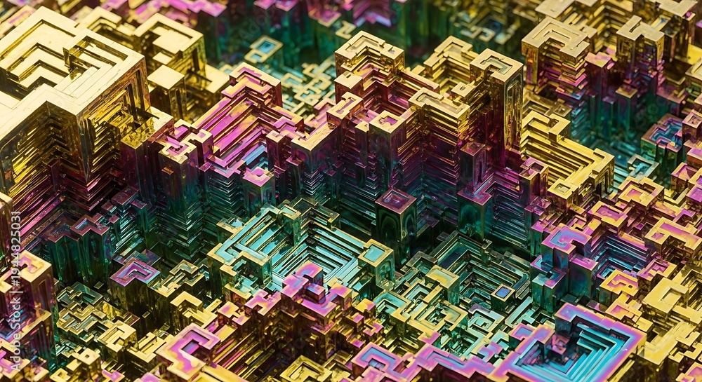 custom made wallpaper toronto digitalVibrant 3D Cityscape with Geometric Buildings.