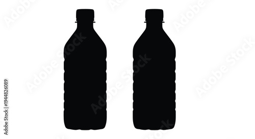 Two plastic bottles presented in a stark black silhouette