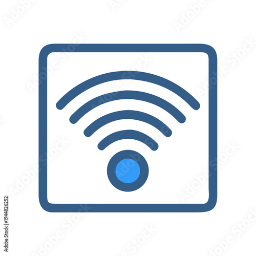 Illustration of a Wireless Internet Connection Symbol within a Box on Black Background