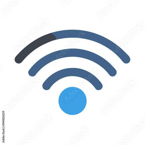Stylized WIFI signal indicator on a black background representing wireless connectivity
