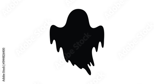 Black ghost shape against a white background silhouette