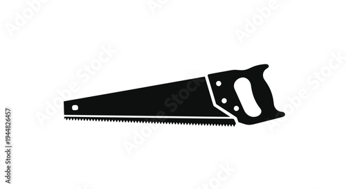Black hand saw illustration on a white background silhouette