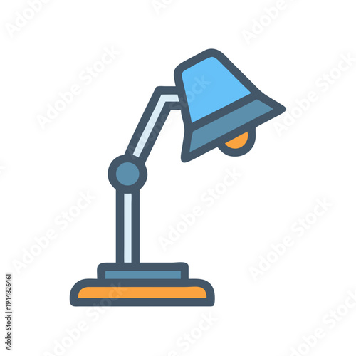 Stylized desk lamp icon on a black background. Vector illustration.