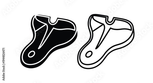 Two views of a revolver pistol in black fill and line art silhouette