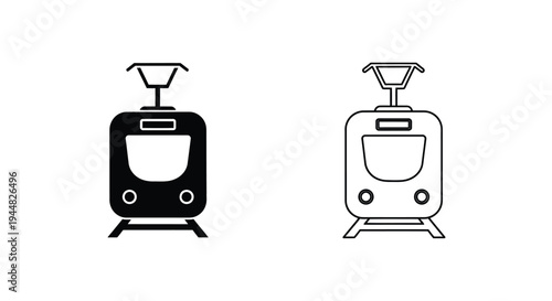 Two black train icons side by side a minimal silhouette