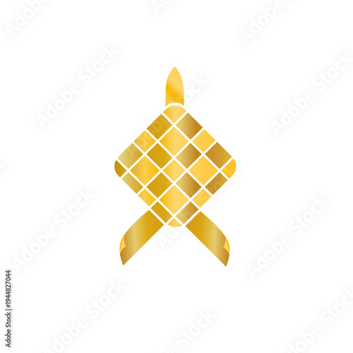 Golden Ketupat Icon Symbol for Ramadan and Eid Mubarak Celebration