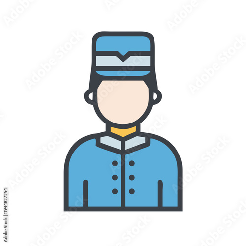 Hotel Bellhop Icon Illustration Depicting Service, Accommodation and Hospitality Industry Job