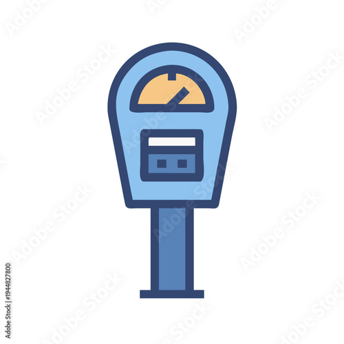 Vector illustration of a blue parking meter on a black background