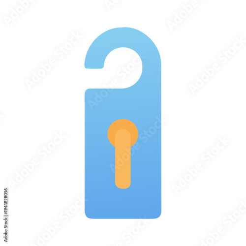 Minimalist blue door hanger illustration with do not disturb message on black background.