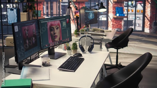 Billede på lærred Professional studio setup for AI generated content and photography editing