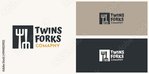 twins forks company logo design