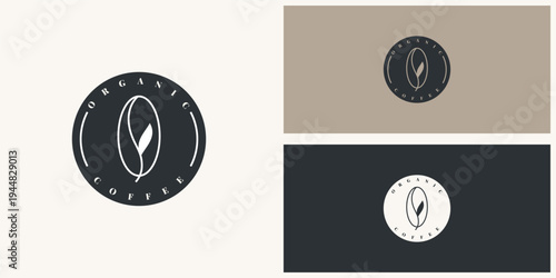 organic coffee leaf logo variations