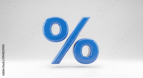 Blue Percentage Symbol on White Background.