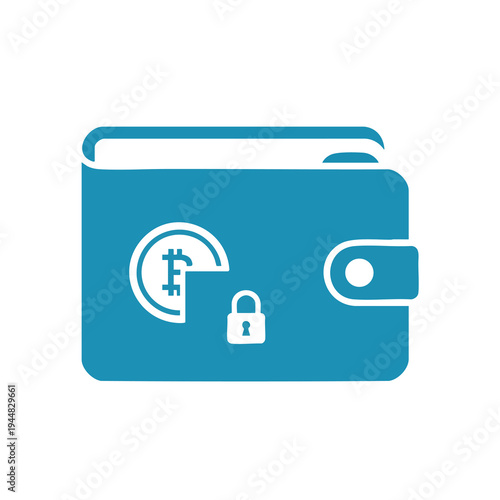 Digital currency wallet icon with security lock and coin symbol