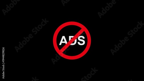 Free Download Red circle with line through ads text on black no ads ad blocker advertising prohibition - GFXLoad
