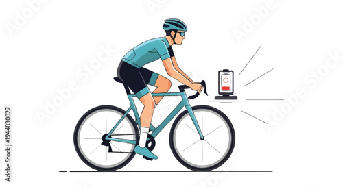 Cyclist riding bike with smartphone on holder attached