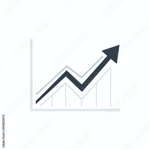 Upward trending graph with an arrow indicating growth and progress