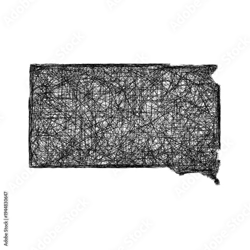 Sketch South Dakota outline map design