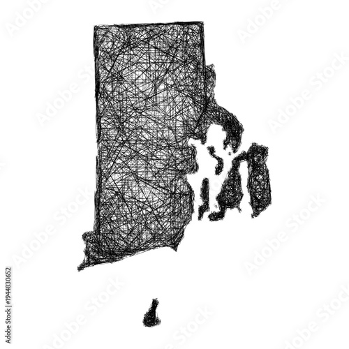Sketch Rhode Island outline map design