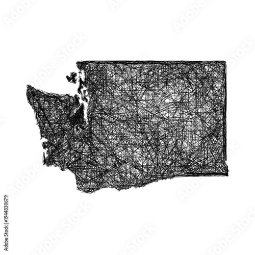 Sketch Washington outline map design