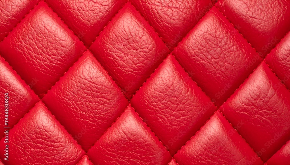 Fototapeta premium Close-up of a vibrant red quilted leather texture.