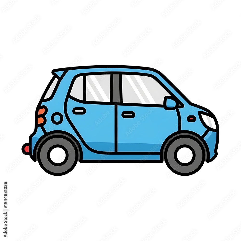 Fototapeta premium Blue cartoon smart car vehicle.