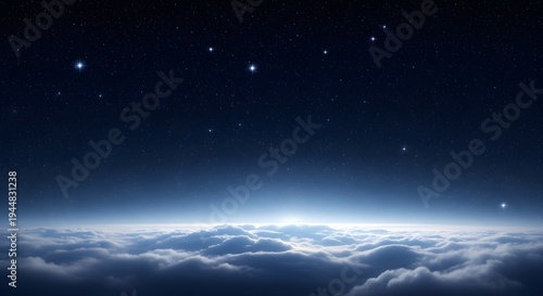 Dreamy Starry Night Sky Over Ethereal White Clouds