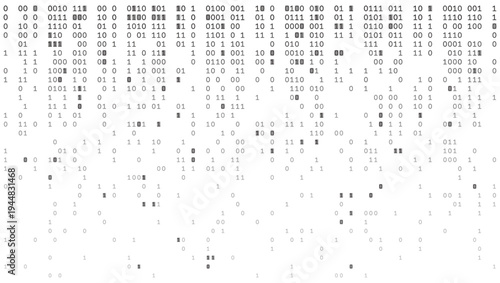 The Descending Matrix - Grayscale Vertical Binary Stream with Minimalist Negative Space